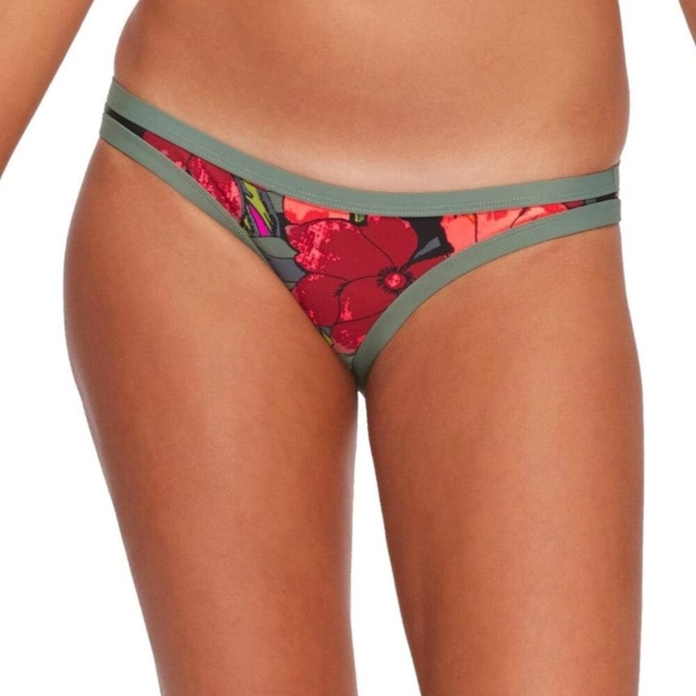 Eidon Surf Women Mila Bikini Bottom XS Hawaiian Floral Green Sexy Swim Wear NEW